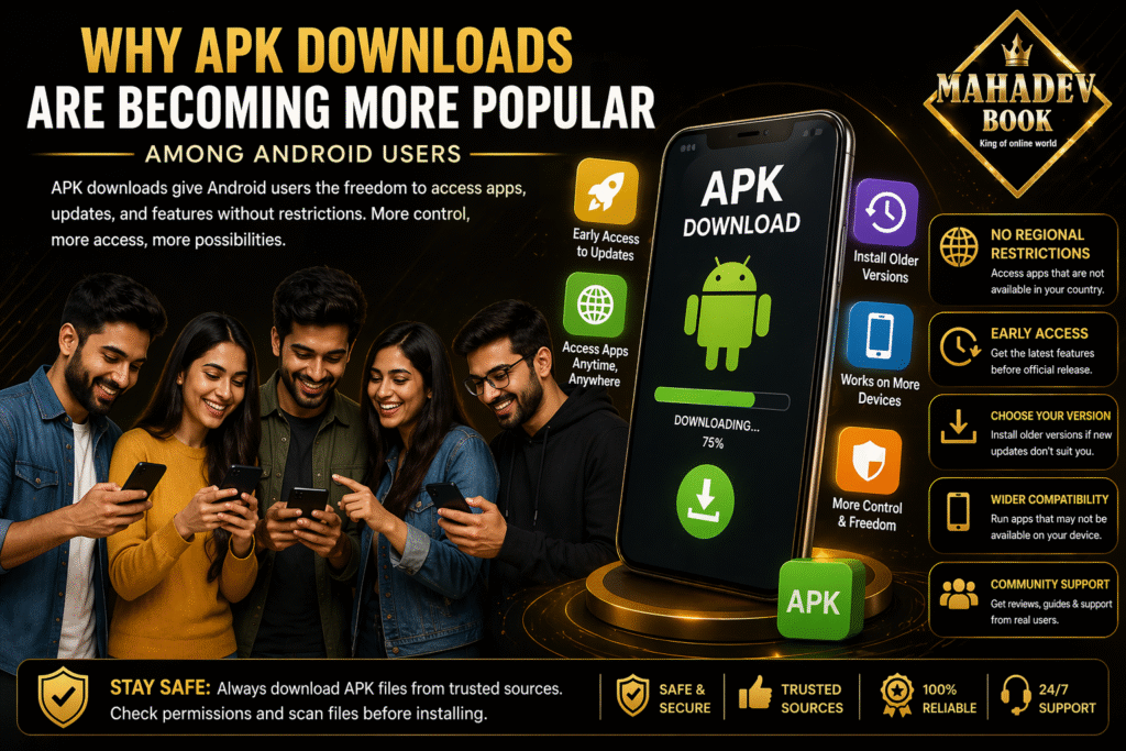 Why APK downloads are becoming popular among Android users Mahadev Book APK banner