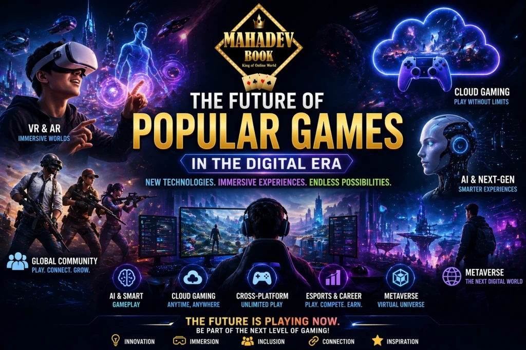 The future of Popular Games in the digital era with VR, AI, and cloud gaming and Mahadev Book logo