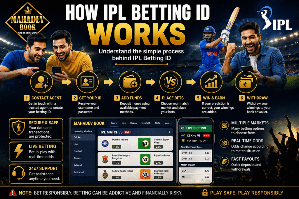 How IPL betting ID works step by step infographic