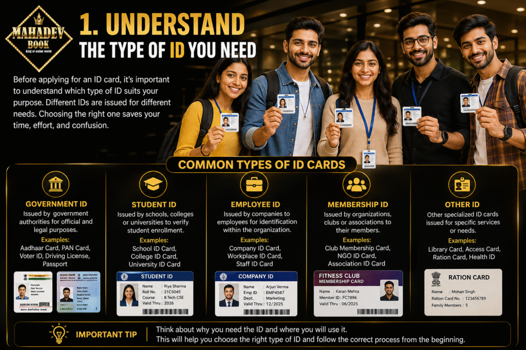 different types of ID cards including government student employee membership